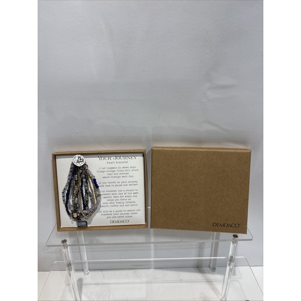 NIB DEMDACO Your Journey Heart Multi Strand Bracelet Indigo Blue Beaded NEW